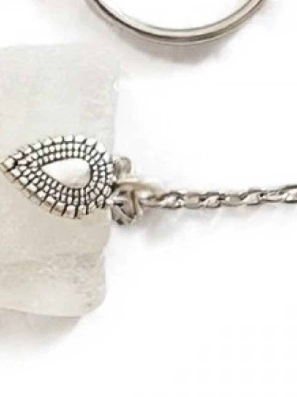 White Sea Glass Keychain 3 - Handmade Newfoundland
